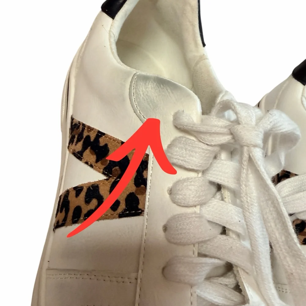 MIA White Leopard Accent Sneakers Women’s Size 10 Casual Low Top Lace Up